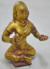 Antique Brass Goddess Parwati Idol Figurine Original Hand Crafted Fine Engraved