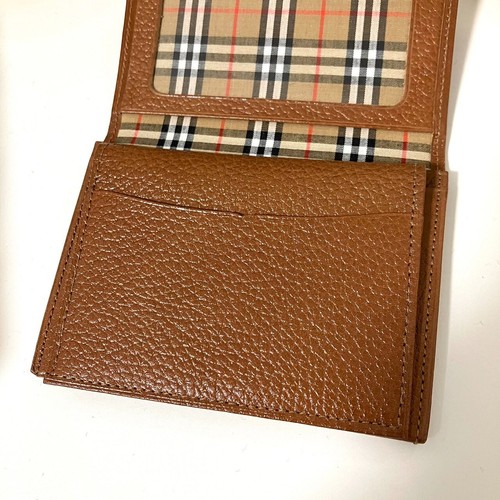 Burberrys Authentic Business Card Holder Compact Wallet Purse Card Case Leather - Picture 10 of 10
