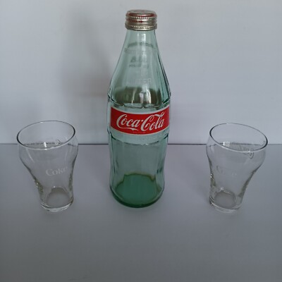 Vintage 1L Coca Cola Glass Bottle And 2 Vintage Coca Cola Glasses | eBay