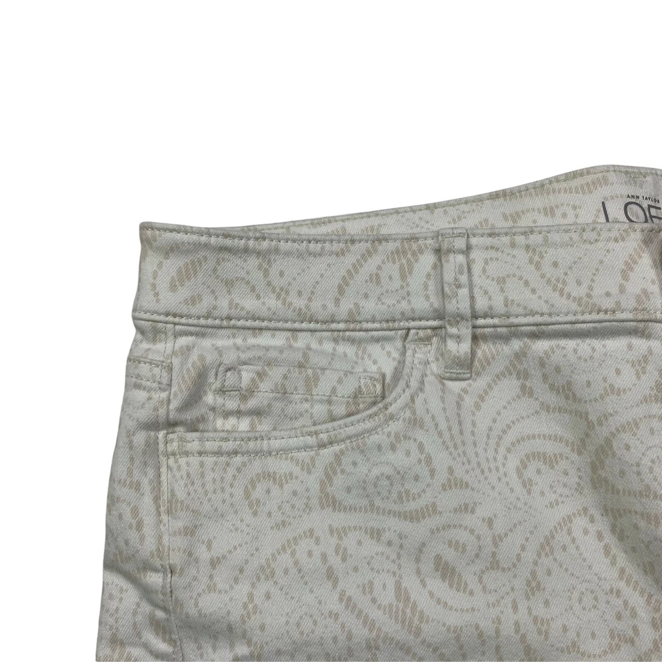 Ann Taylor LOFT 牛仔短裤 28/6 码低腰白色佩斯利印花牛仔布 — 第 4/4 张图片