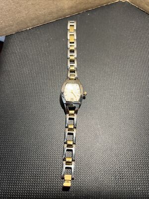 Fossil F2 Watch Women Silver Gold Two Tone Rectangle Date 30M