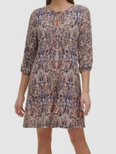 Tommy Hilfiger Women's Blue Printed Tie-Neck Shift Dress Size 18