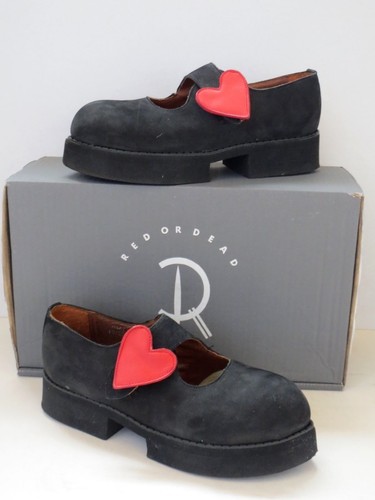 rare 90s victoria pratt red or dead black nubuck mary jane
