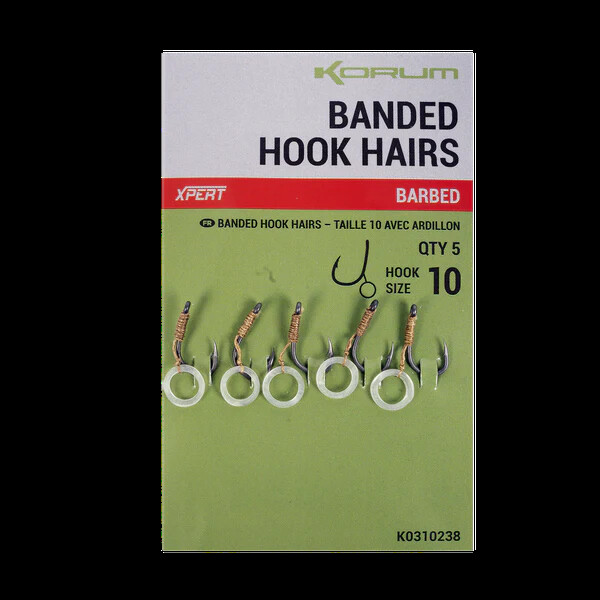 Korum Banded Hook Hairs Barbed Barbless ALL SIZES