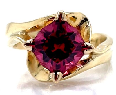 Custom Designed Rhodolite Garnet Contemporary Ring 14k Yellow Gold 2.25cts s7.25