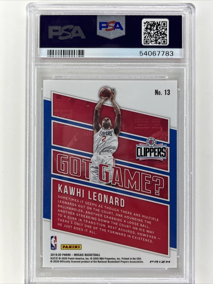 Kawhi Leonard Got Game? Mosaic #13 2019 Panini Mosaic PSA 10 GEM MT - Image 2 of 2
