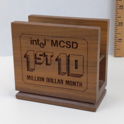 Intel MCSD 1st 10 Million Dollar Month Wooden Desk Plaque Award Vintage Corp