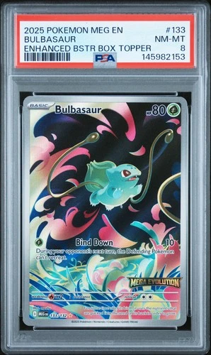 2025 POKEMON MEG EN-MEGA EVOLUTION ENHANCED BOOSTER BOX TOPPER BULBASAUR PSA 8