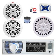 Pyle Bluetooth AM/FM Receiver, 2x 8" 300W Speakers, Amp w/Kit, 8" Sub, Wire