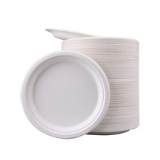 6" in. Natural SugarCane Compostable Bagasse Bamboo Dessert Plates 50pcs