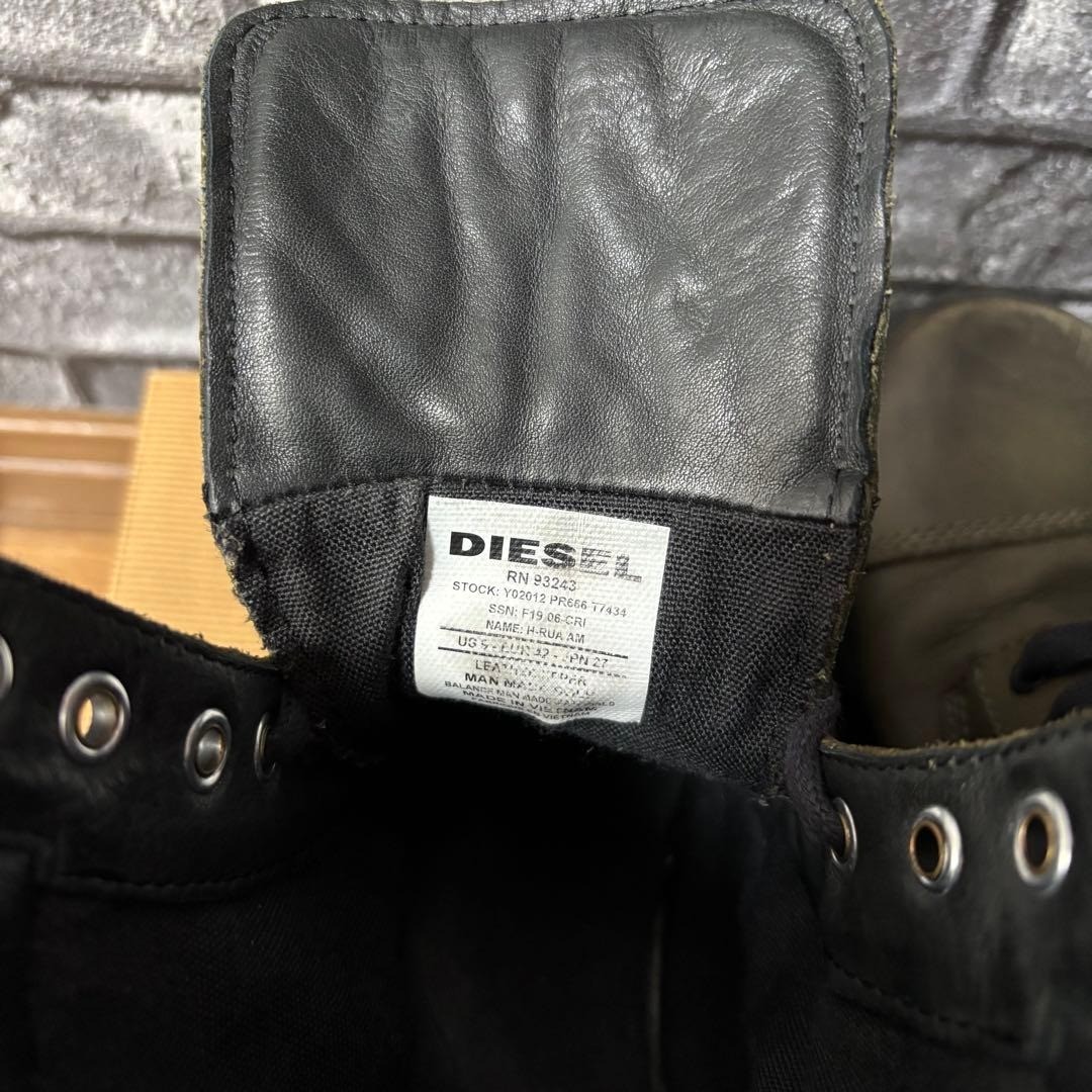 DIESEL H-RUA AM Olive Night Military Boots 27cm Genuine Leather Wide Japan thumbnail 9