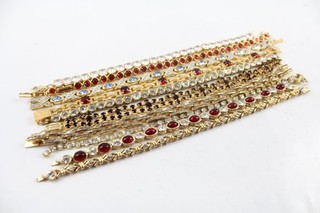 Tennis Bracelets Gold Tone Stone Set Claw Set Box Clasp Faceted x 10