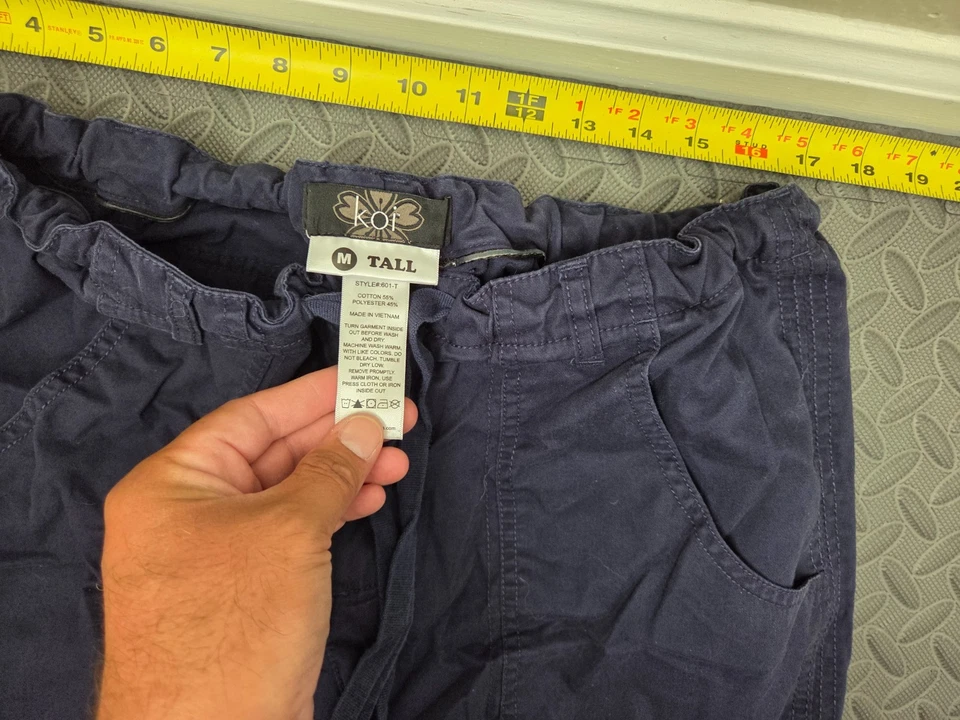 Koi Lindsey Cargo Scrub Pants Navy Blue Sz Medium Tall #S80 - Image 3 of 4