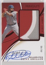 2020 Panini Immaculate Debut Jumbo Relics Red 44/49 Deivy Grullon Auto 4z8