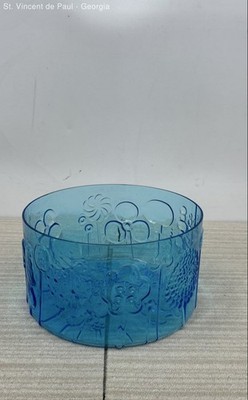 VTG Rare Nuutajarvi 1793 FLORA Blue Glass Bowl by Oiva Toikka Wartsila Finland