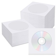 1000 PCS White Paper CD Sleeves Envelope Holder with Clear Window and Flap, T...