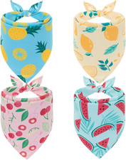 4 Pack Dog Cooling Bandana Set Hawaiian Fruit Summer Pet Scarf Large Adjustable