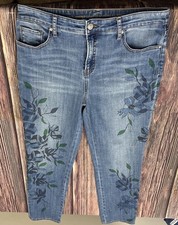 Chicos Jeans So Slimming Girlfriend Slim Leg Ankle Floral Womens 1P US 8P 