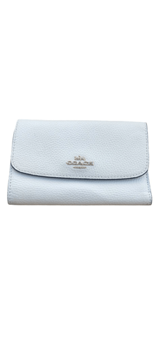 Coach White Pebbled Leather Tri Fold Wallet Snap Closure Card Organizer - Picture 1 of 6