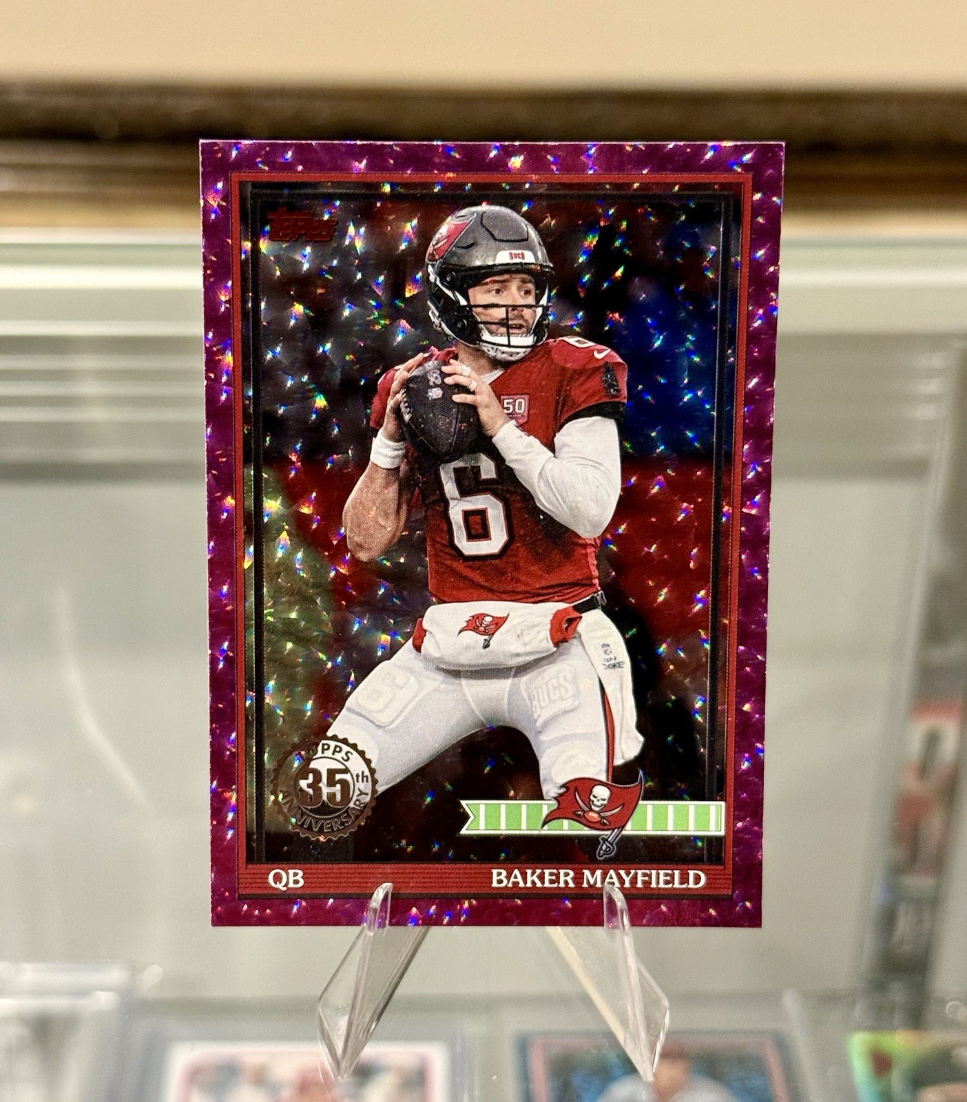 2026 Topps Football BAKER MAYFIELD 35th Annive PINK CRACKLE Buccaneers 91TF-32