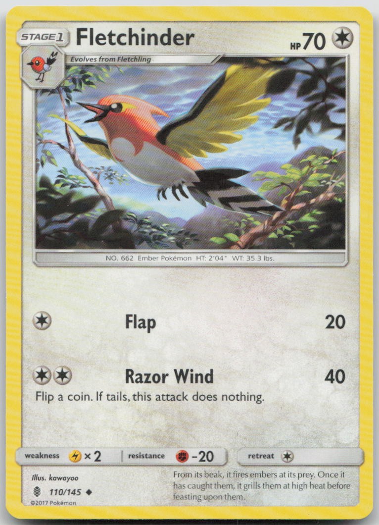 Fletchinder 110/145 Guardians Rising Uncommon Pokemon HP
