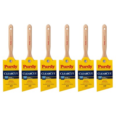 Genuine Purdy 6 Pack Clearcut Glide Angular 3'' Paint Brushes 144152130-6PK
