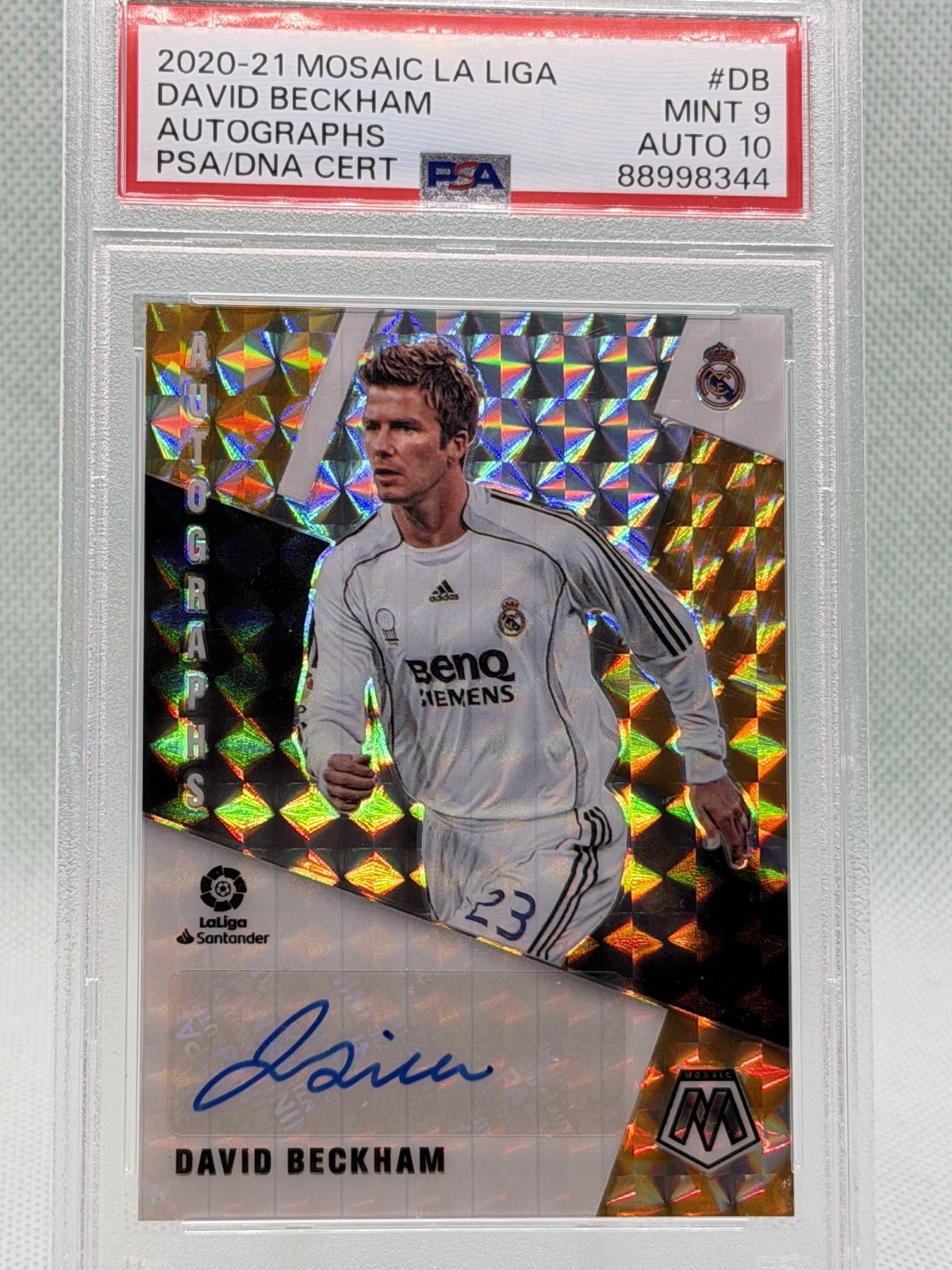 2020 Mosaic David Beckham Autographs PSA 9 Auto 10
