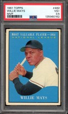 1961 Topps #482 Willie Mays MVP PSA 3.5 Vintage Baseball Card (0162)