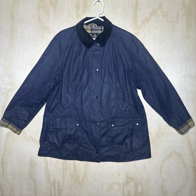 Barbour Bidale Oiled Jacket Check Pattern Unisex Used Condition USA Size 14