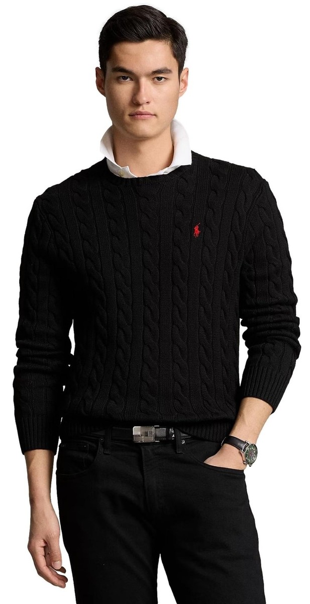 POLO RALPH LAUREN Men's Iconic Cable Knit Cotton Pullover Sweater