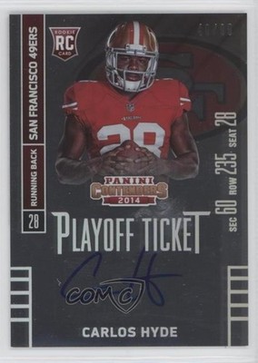 2014 Panini Contenders Playoff Ticket 40/99 Carlos Hyde #208 Rookie Auto RC 1i3