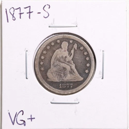 1877-S 25C Seated Liberty Quarter in VG+ Condition #5500