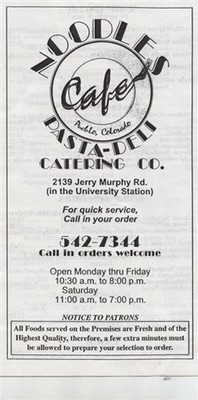 Noodles Cafe Pasta Deli Menu Jerry Murphy Road Pueblo Colorado 