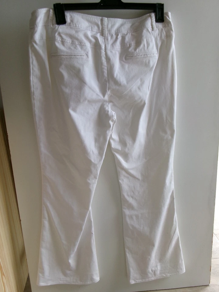 pantalon blanc femme M ancien bas jambes larges coton élasthane Camaïeu - Photo 2/4