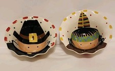 Set of 2 Coton Colors Express INDIAN & PILGRIM Ruffle Edge 5” Bowls **READ**