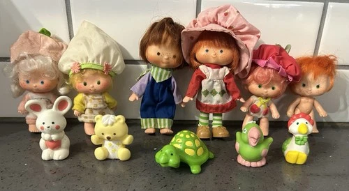 Lot of Vintage 1979 Strawberry Shortcake Dolls & Animals Apricot Lemon Cherry
