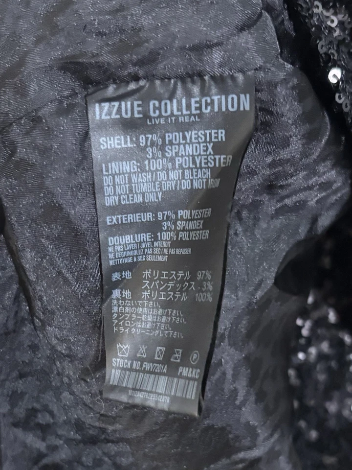 Izzue Black Sequin Draped Vest Open Front Sleeveless Womens 38 Medium Streetwear - Image 4 of 4