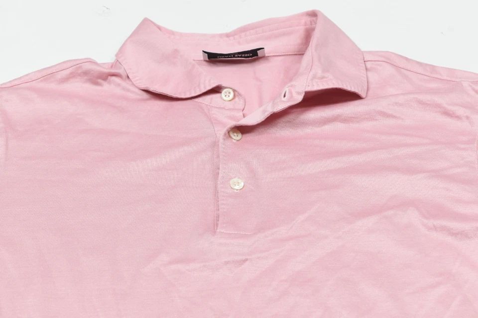 Camisa Polo Gran Sasso Para Hombres 54 Rosa Manga Corta 100% Algodón Calce Ajustado Informal Foto 3 de 4