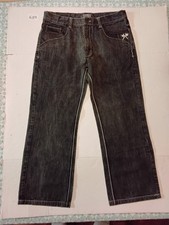Russo Baggy Wide Leg Jeans Black Embroidered Pockets Men's 38x32 Skater Y2K Exc.