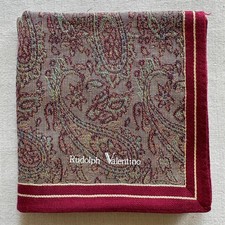 VTG Men Handkerchief Dake Red Fabric Woven Paisley Flourish Pocket Square 17" J1