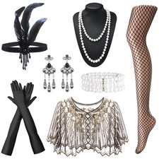 Juego de accesorios Gatsby años 20 tocado aleta rugiente disfraz años 20