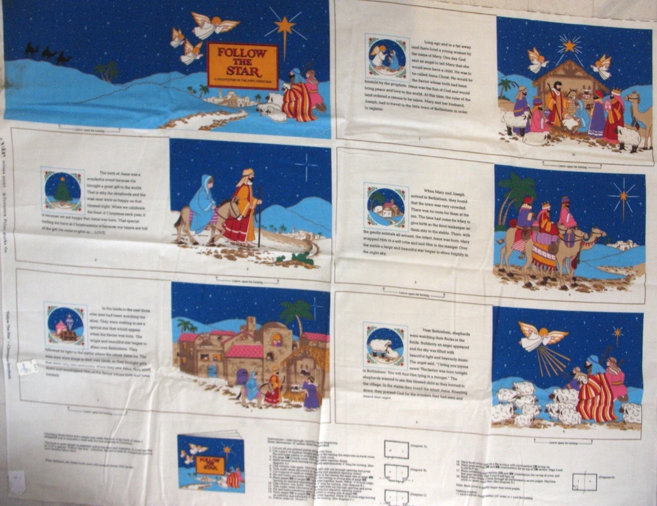 VIP Christmas Storybook FABRIC PANEL Follow the Star NATIVITY SOFT BOOK cut sew - Image 3 of 4
