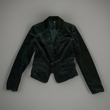 FREE PEOPLE Blazer Sz 4 Green Corduroy One Button Jacket Coat Stretch Cotton NEW