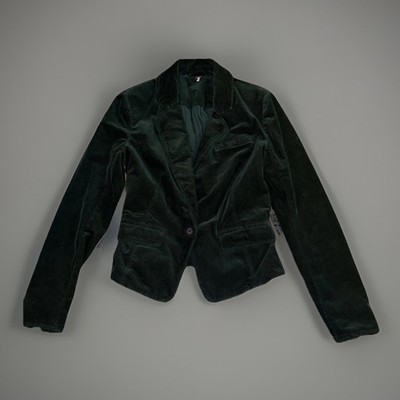 FREE PEOPLE Blazer Sz 4 Green Corduroy One Button Jacket Coat Stretch Cotton NEW