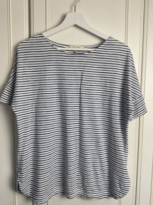 Seasalt Bryher View T-Shirt Gr. UK 12 weiß blau gestreift Baumwolle kurzarm