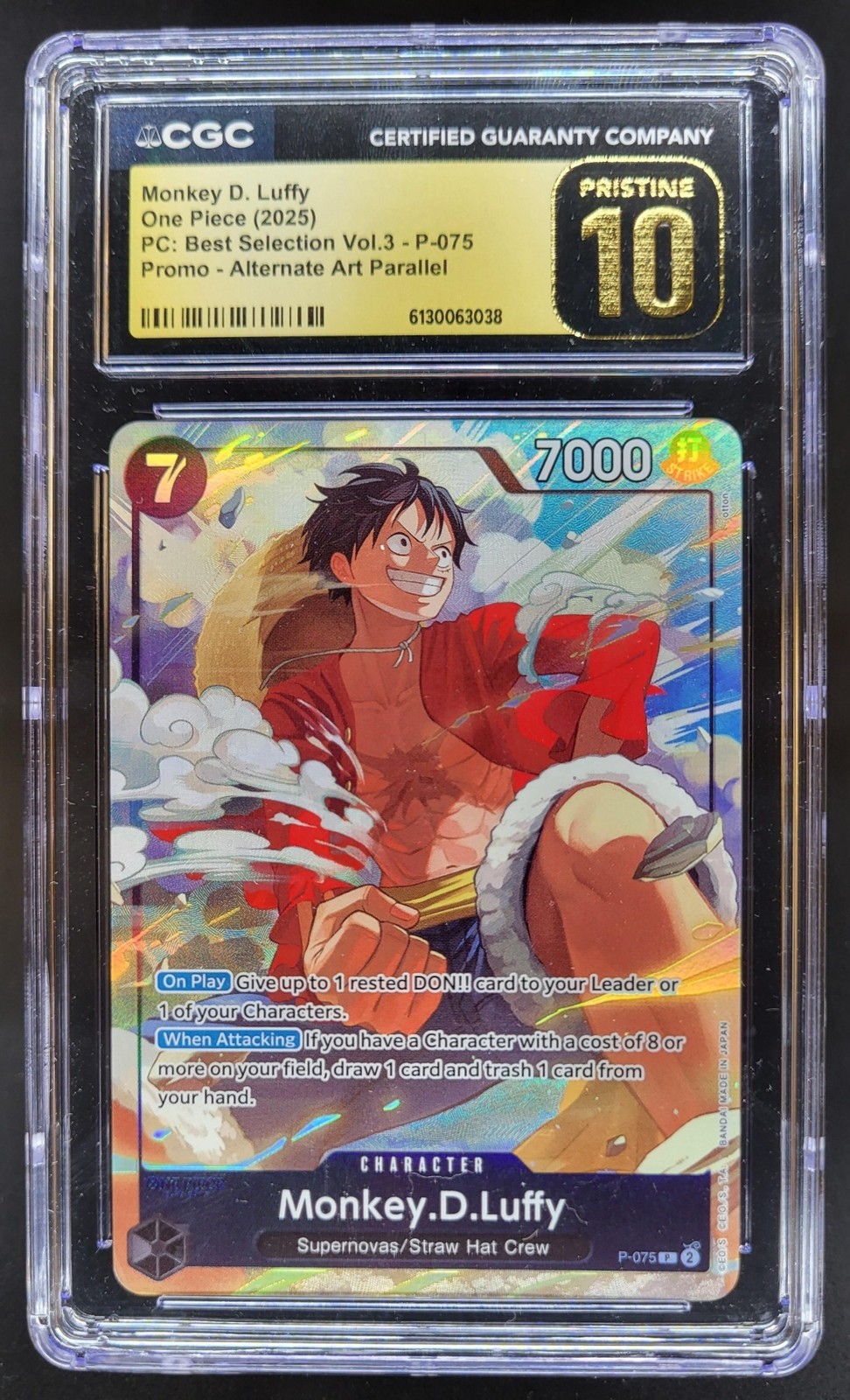 2025 ONE PIECE MONKEY D. LUFFY PROMO ALT ART P-075 CGC 10 PRISTINE T PT