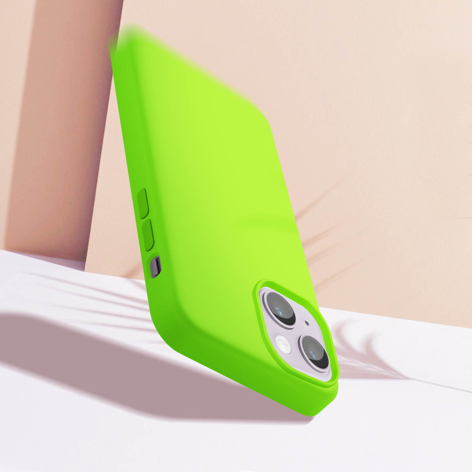 Coque iPhone 14 semi-rigide fine Moxie en silicone vert citron