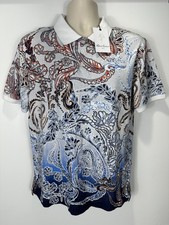 Robert Graham Oslo Men's Size S White Short Sleeve Graphic Polo NWT