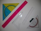 5 tlg Geometrie Set Geodreieck groß klein Lineal 30cm + 16cm Zeichendreieck 13cm