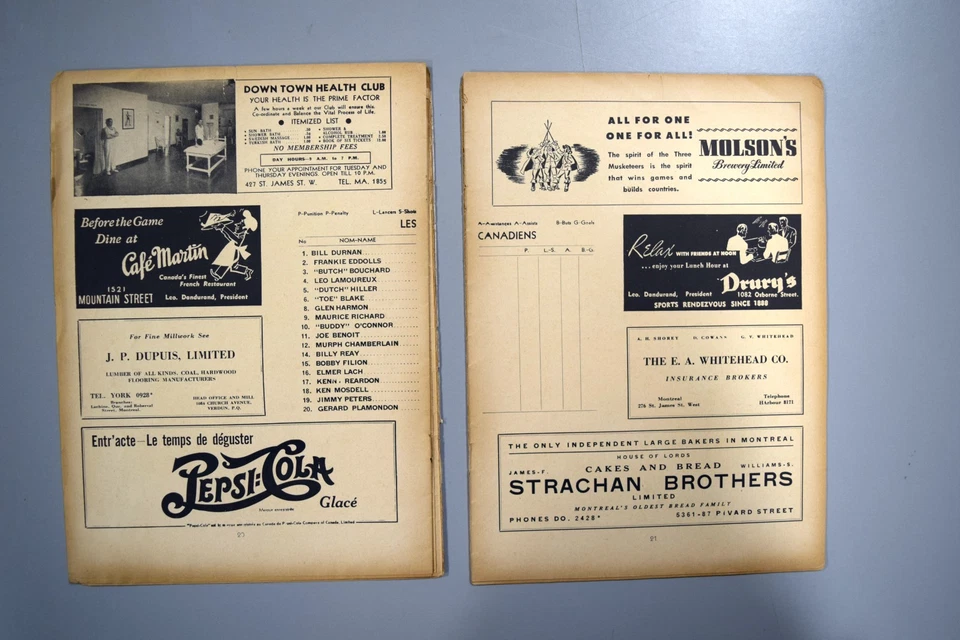 Montreal Canadiens vs Boston Bruins March 30th 1946 Game Program RIPPED PAGES - Image 4 of 4